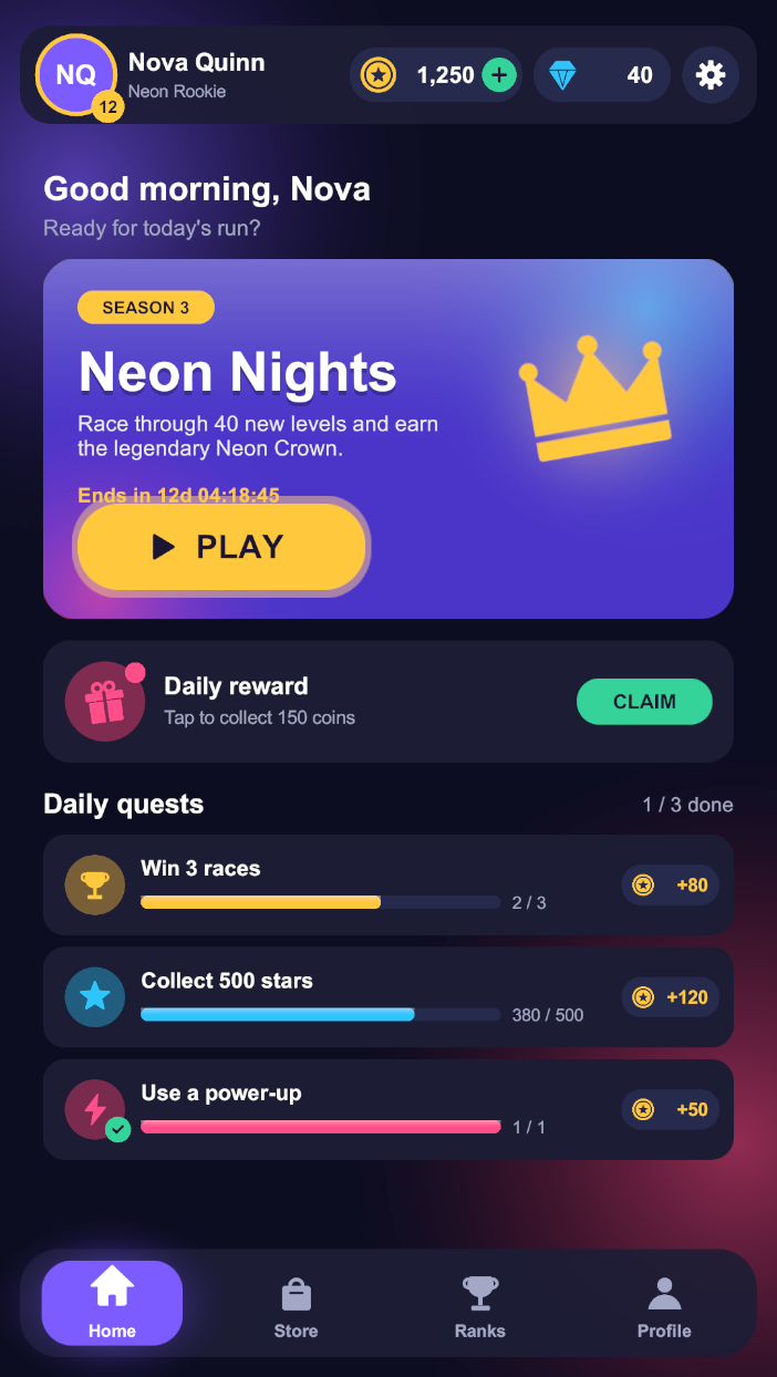Home tab