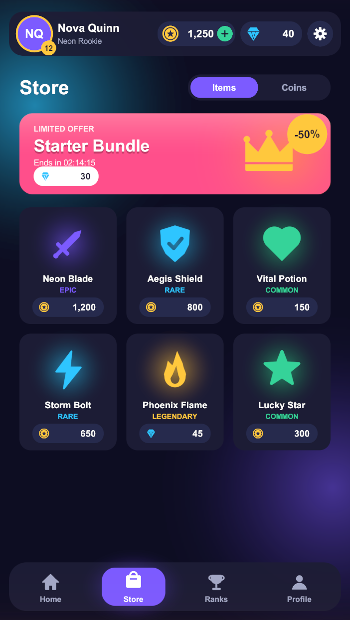 Store tab
